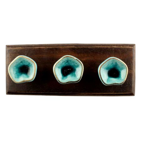 Sea Green Ceramic Wooden Hook